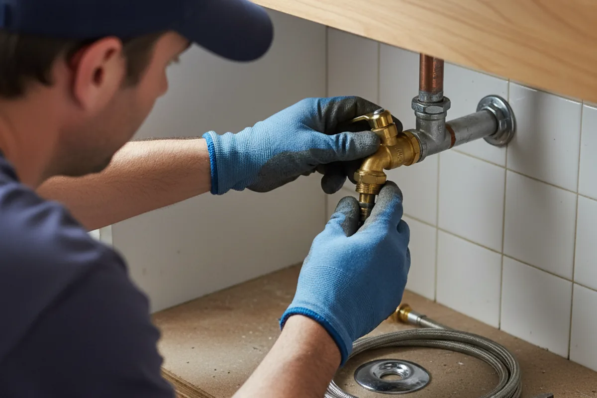 Shutoff valve and fitting work during Burst Pipe Repair in Woodstock Valley